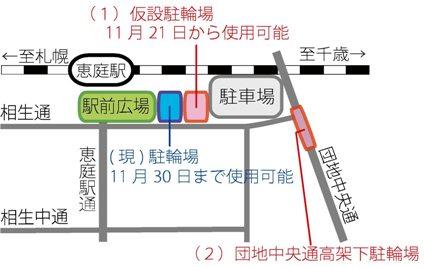 仮設駐輪場位置図