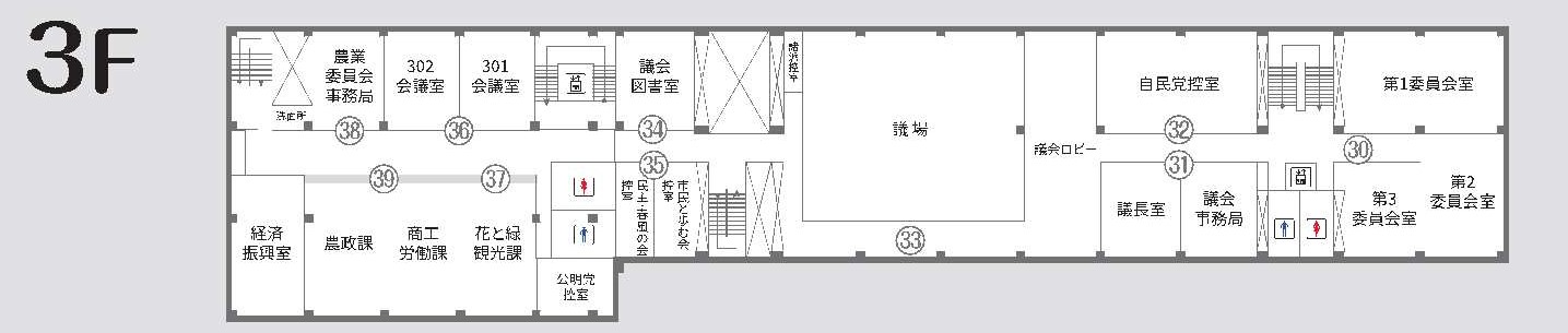 本庁舎3階の配置図