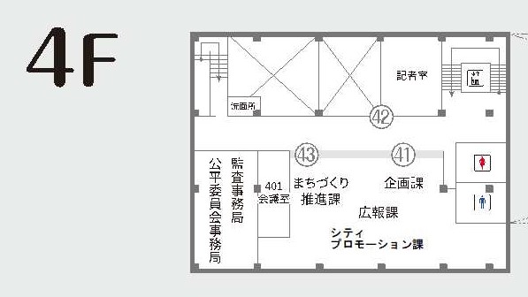 本庁舎4階の配置図