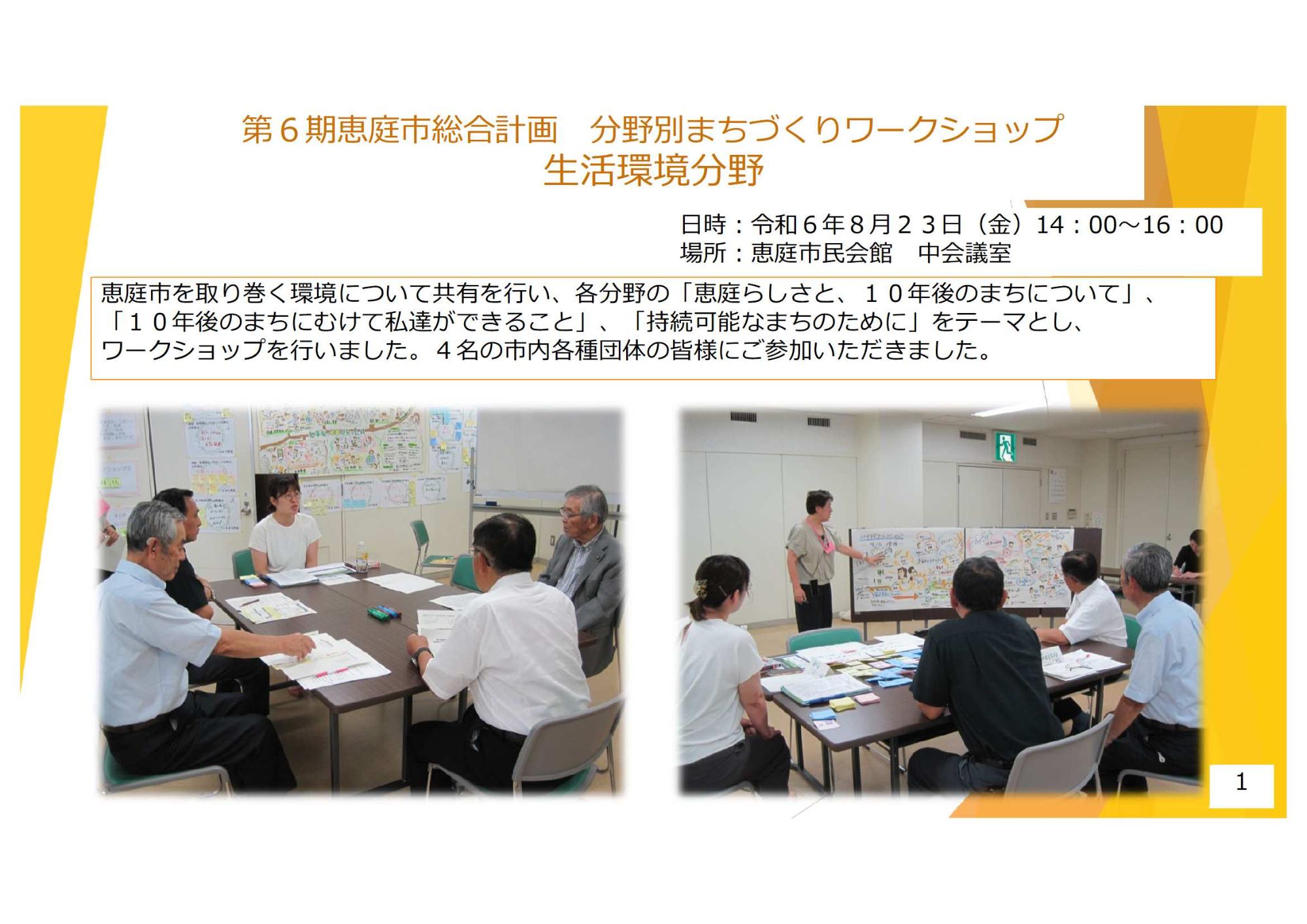 生活環境分野まちづくりワークショップのまとめ1