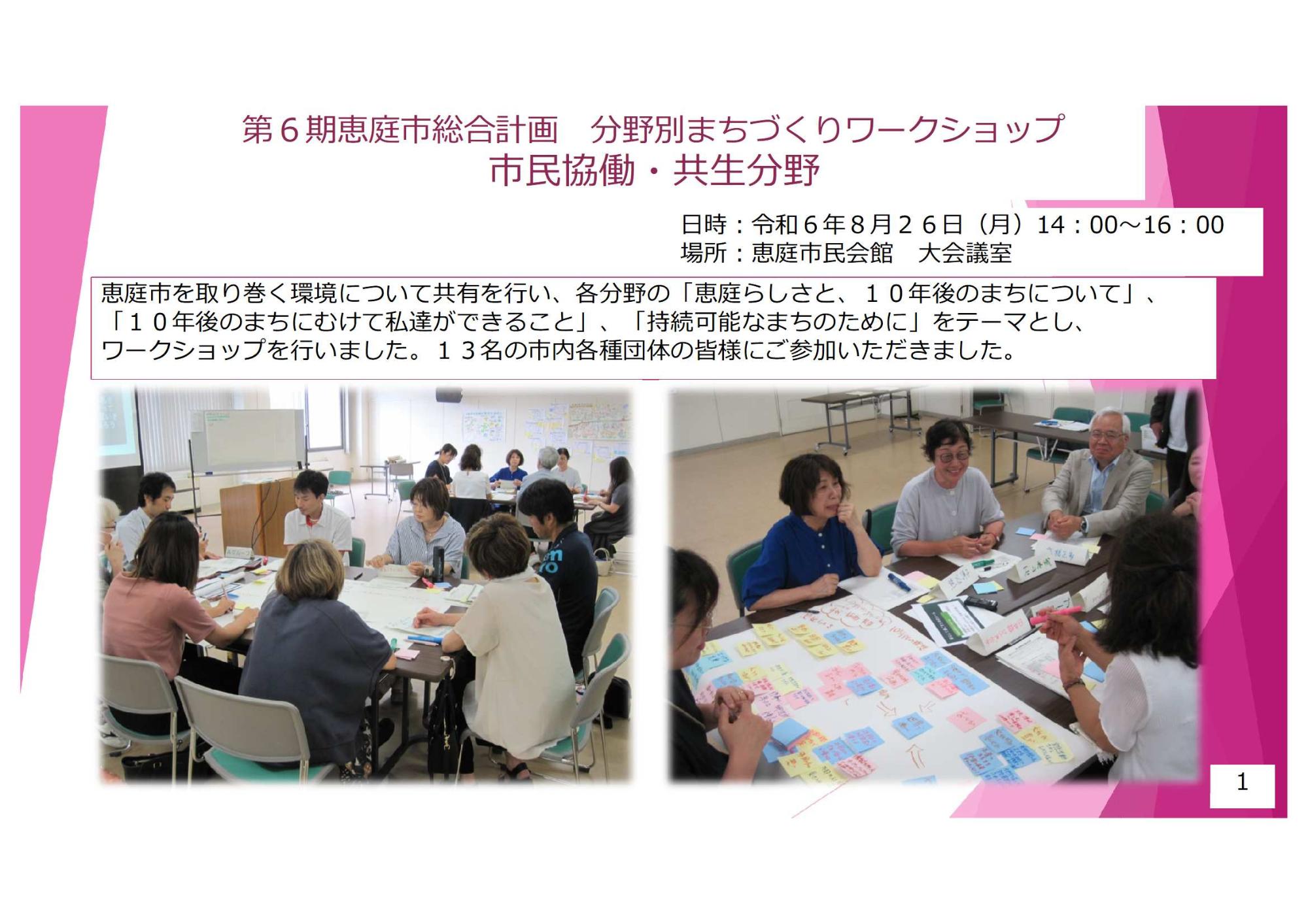 市民協働・共生分野まちづくりワークショップのまとめ1