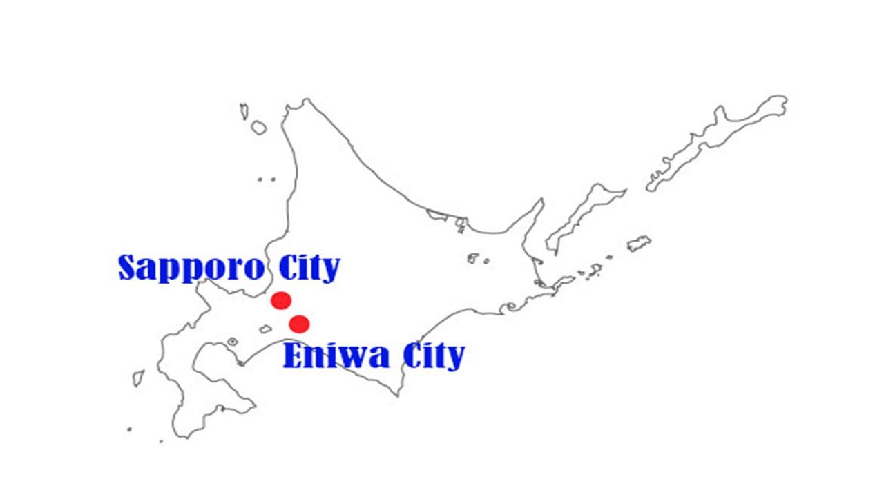 Illustration showing where Eniwa city is located in Hokkaido