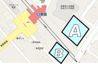 恵庭駅周辺駐車場の地図