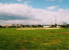 芝生と野球場がある島松屋外運動場の写真