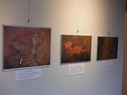 カリンバ遺跡を紹介するパネルが3枚展示されている写真