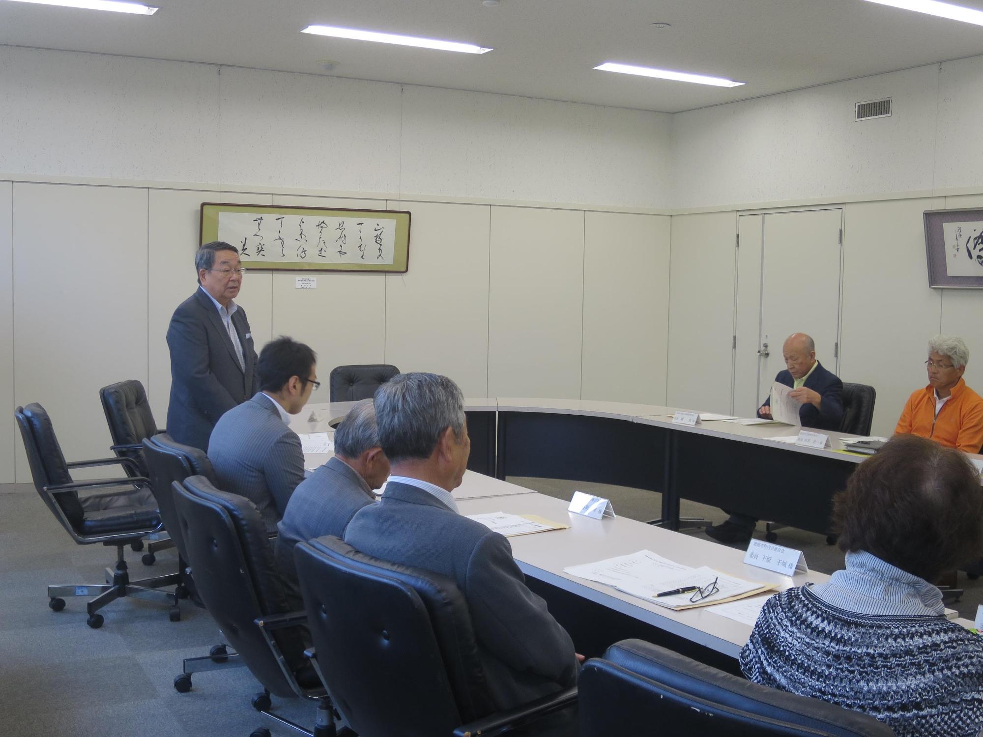 「恵庭市安全で安心なまちづくり実行委員会」にて挨拶をしている原田市長の写真