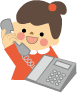 赤い服を着た女の子が電話をしているイラスト