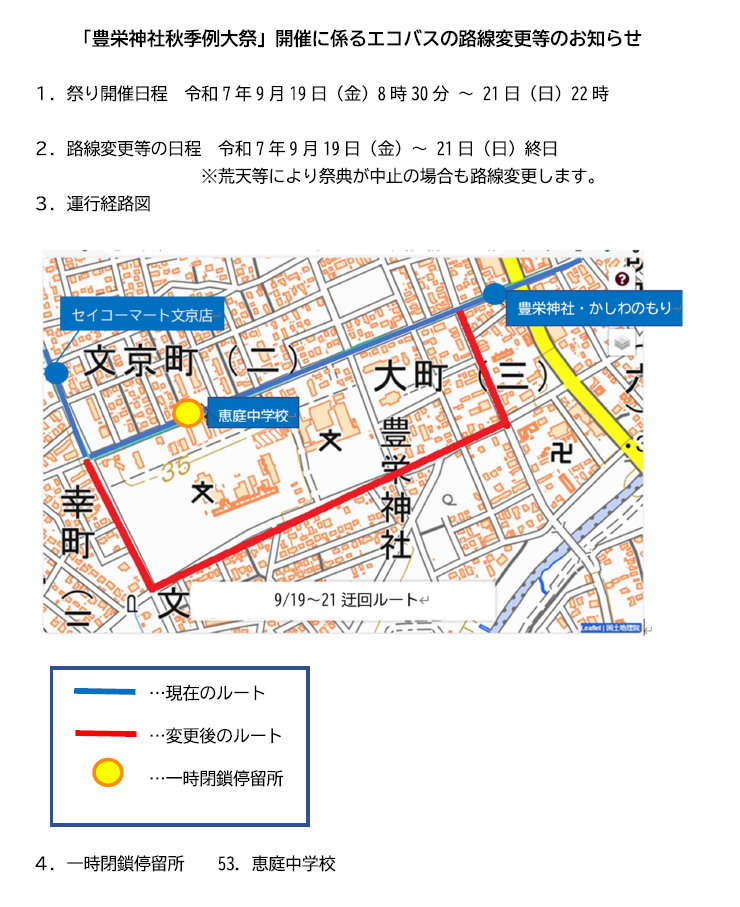 エコバス路線迂回図