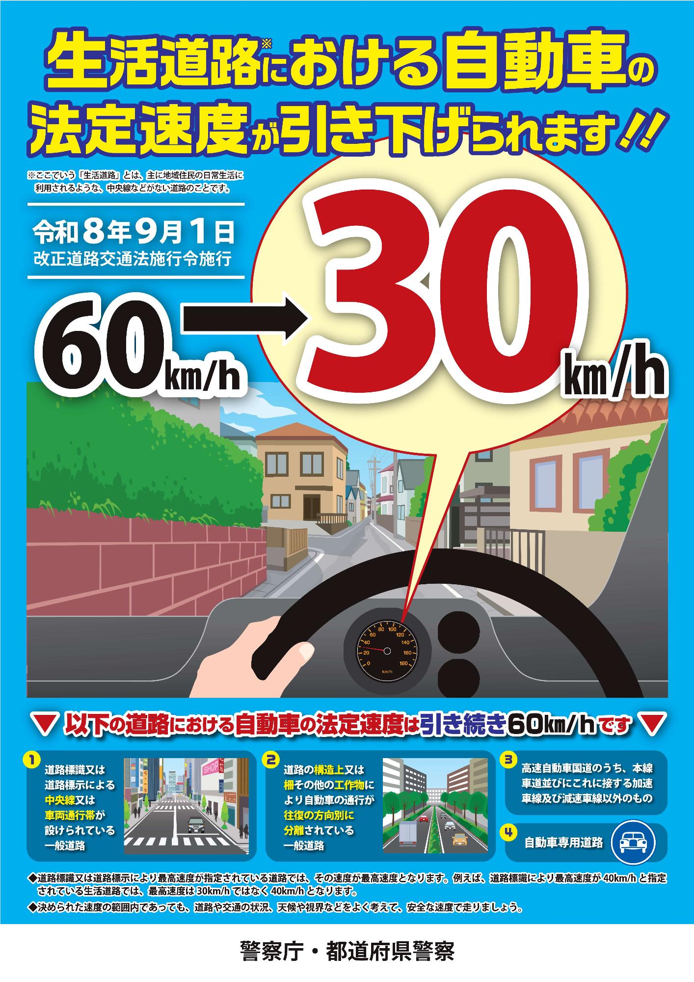 生活道路の法定速度引き下げ