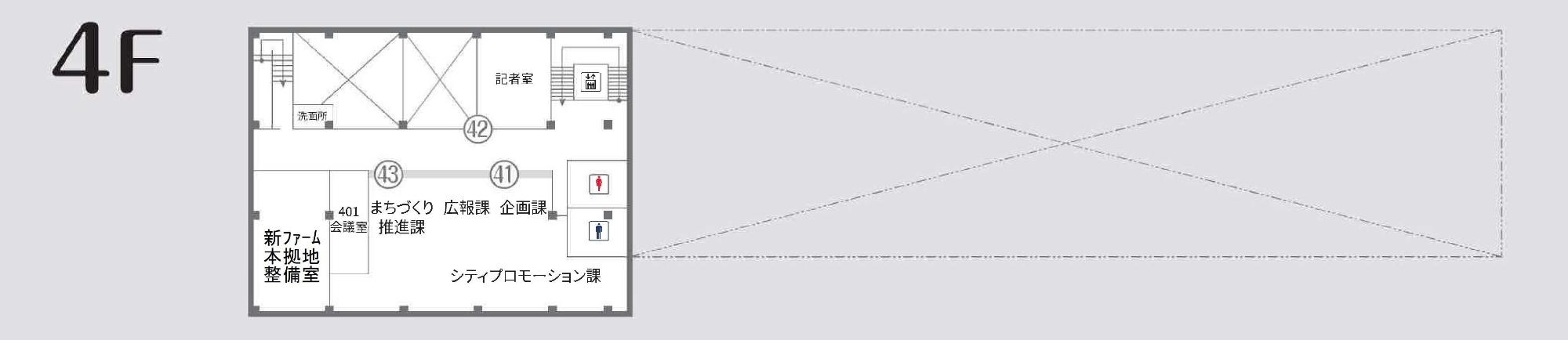 本庁舎4階の配置図