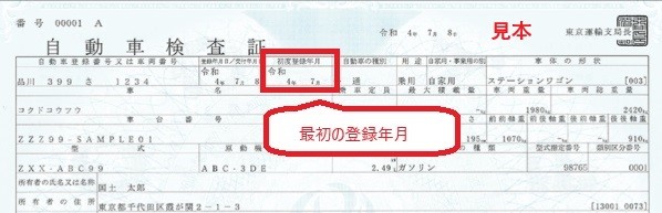車検証の例